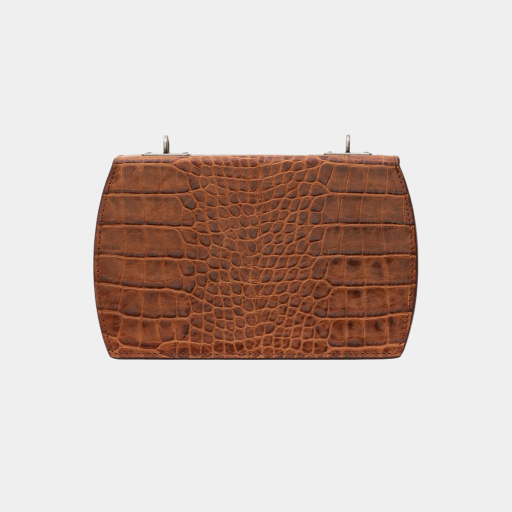 Back view of Gabriella bag with full croc-texture leather panel