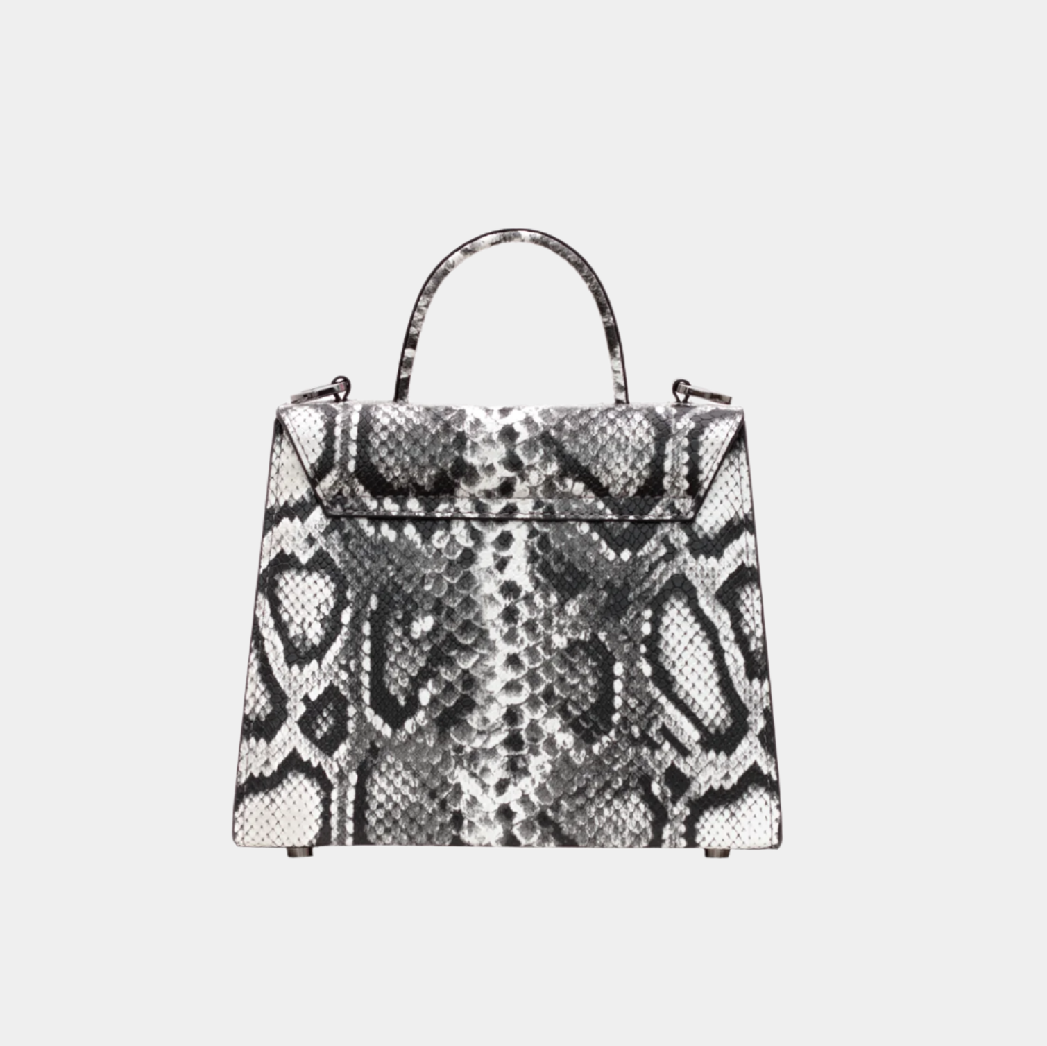 Back view of Kira ash black structured leather handbag