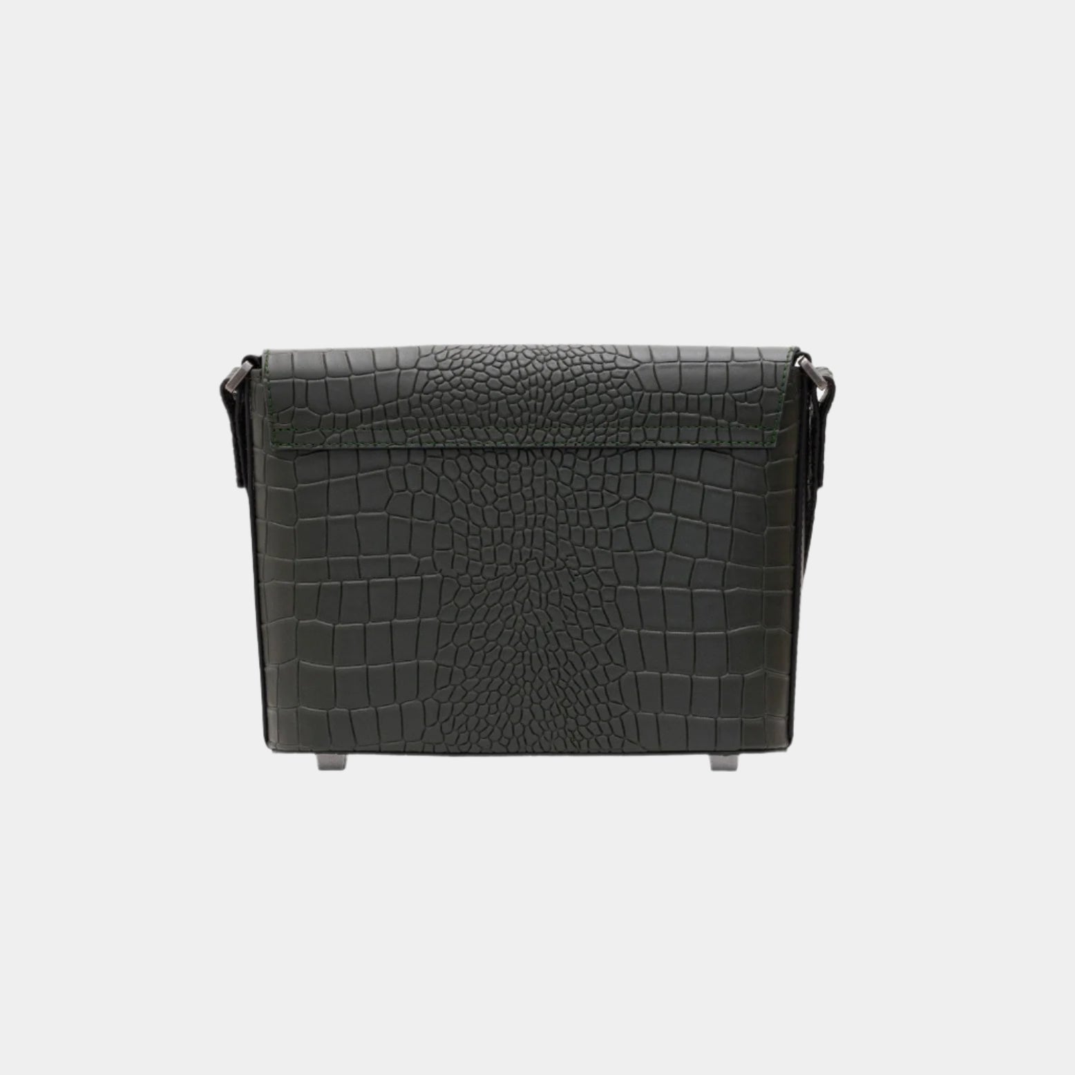 Lita handbag in moss green croc-embossed leather rear view