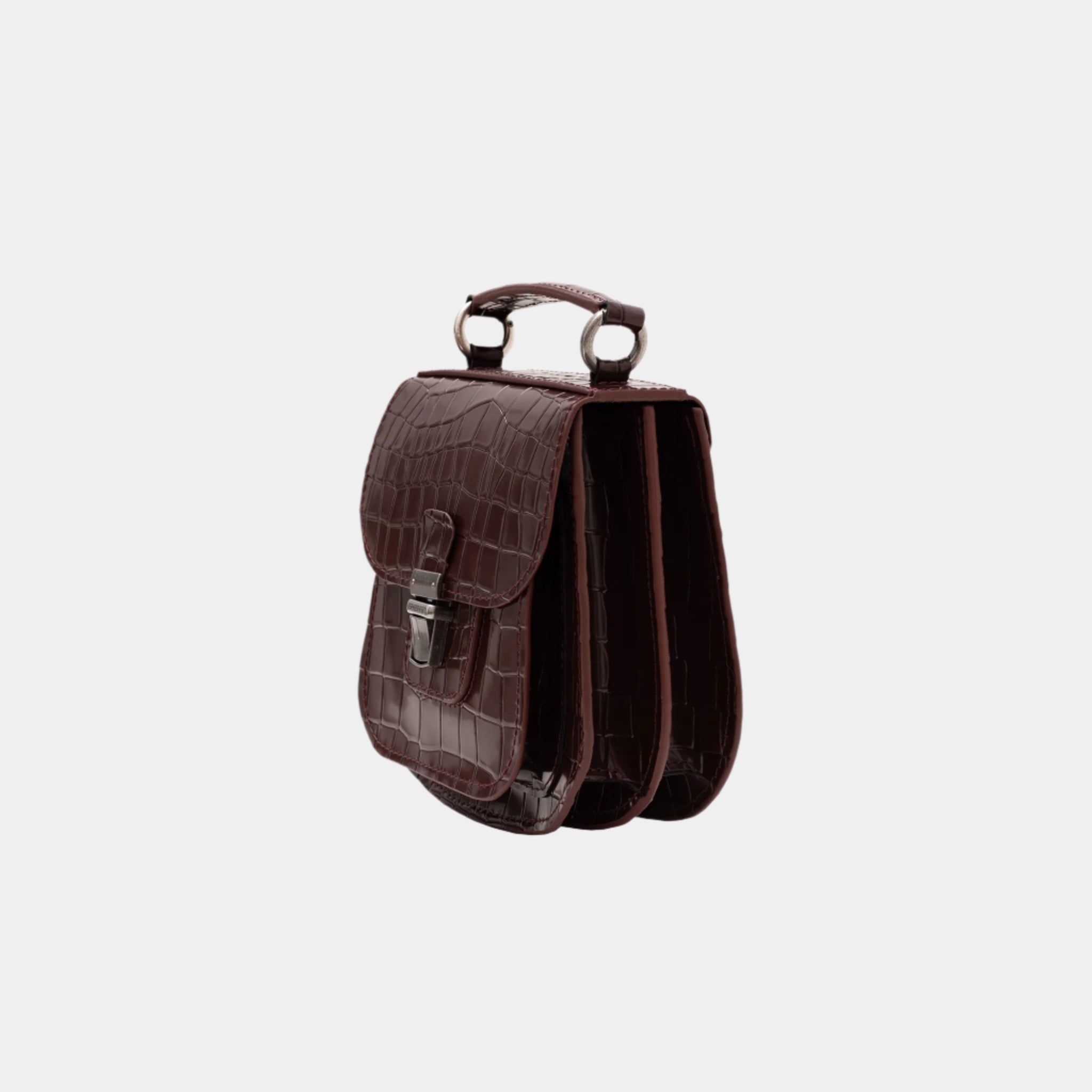 Side angle of Marlow bag showing structured double-compartment shape
