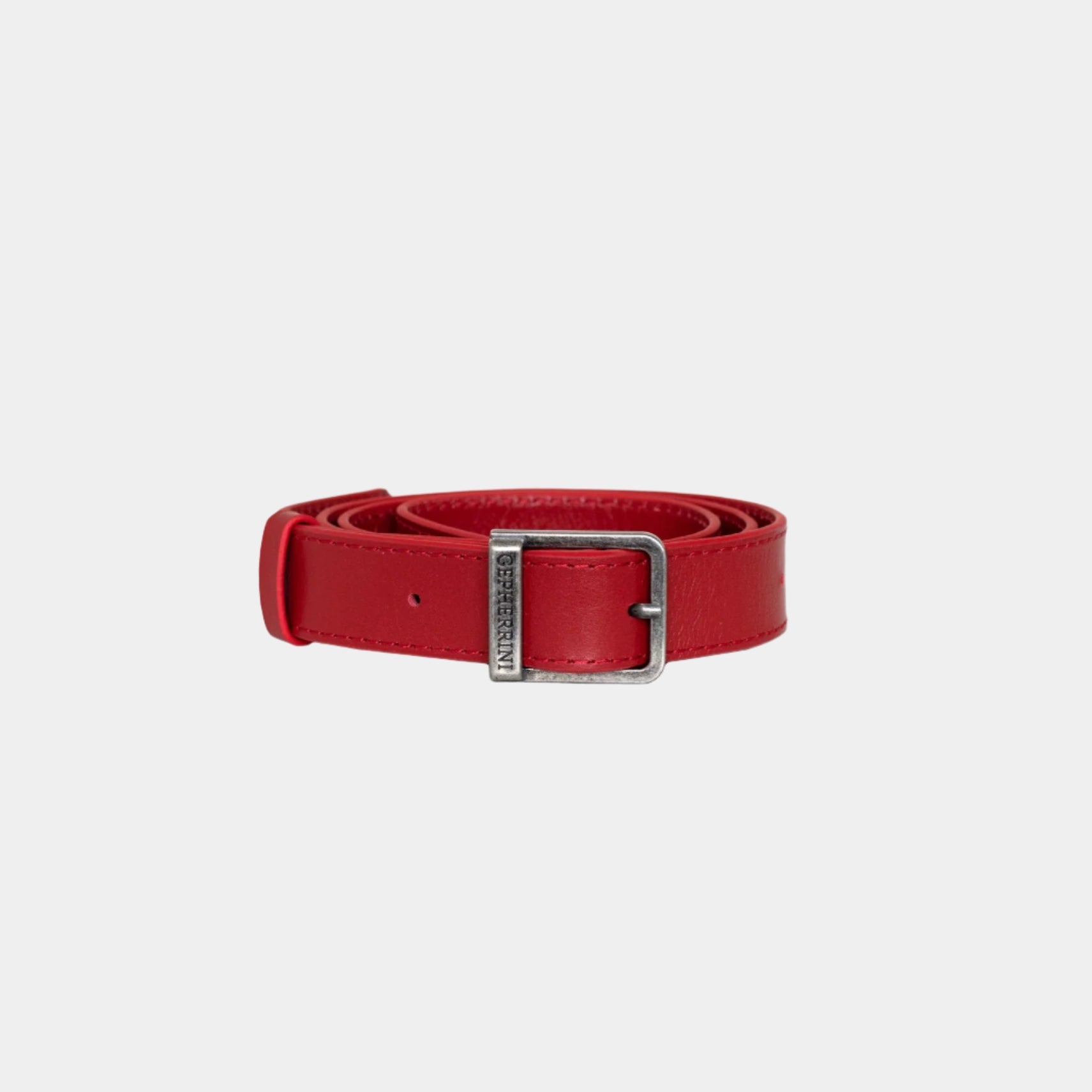 Adjustable and detachable red leather strap with silver buckle for Mia handbag