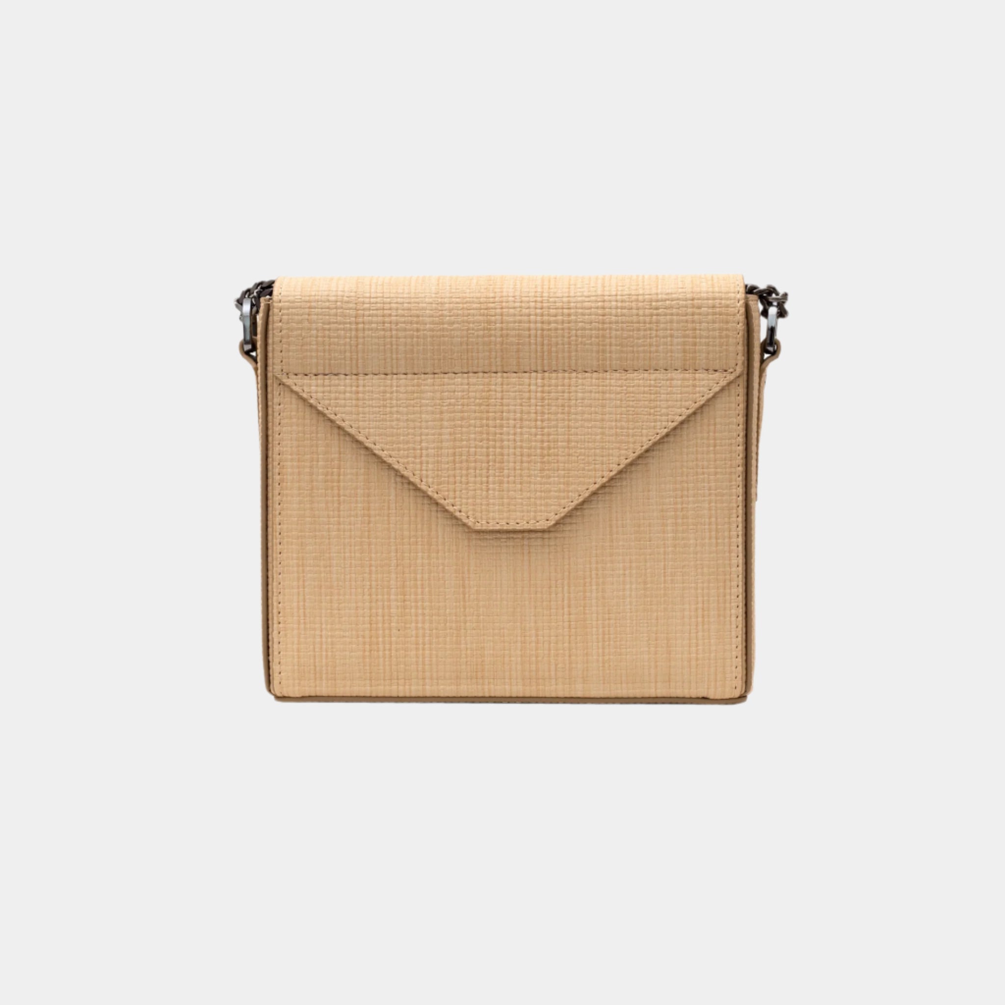 Back view of Gepherrini Nisa crossbody bag in beige woven texture