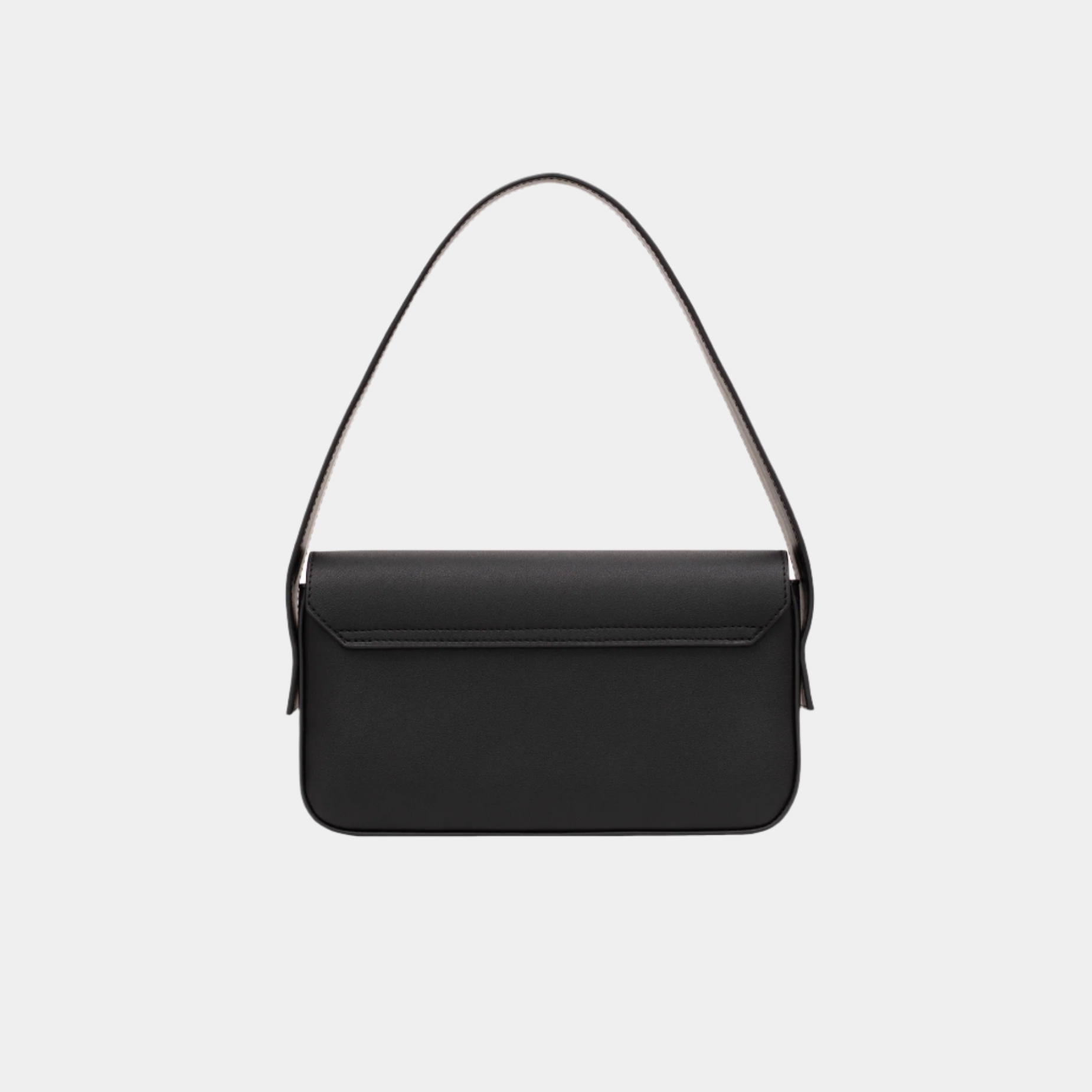 Back view of Gepherrini Thiby black leather handbag with sleek finish.
